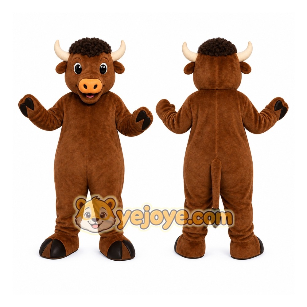 Brown Bull Mascot Costume with Custom Logo Brown Bull Mascot Costume with Custom Logo