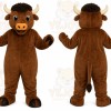 Brown Bull Mascot Costume with Custom Logo