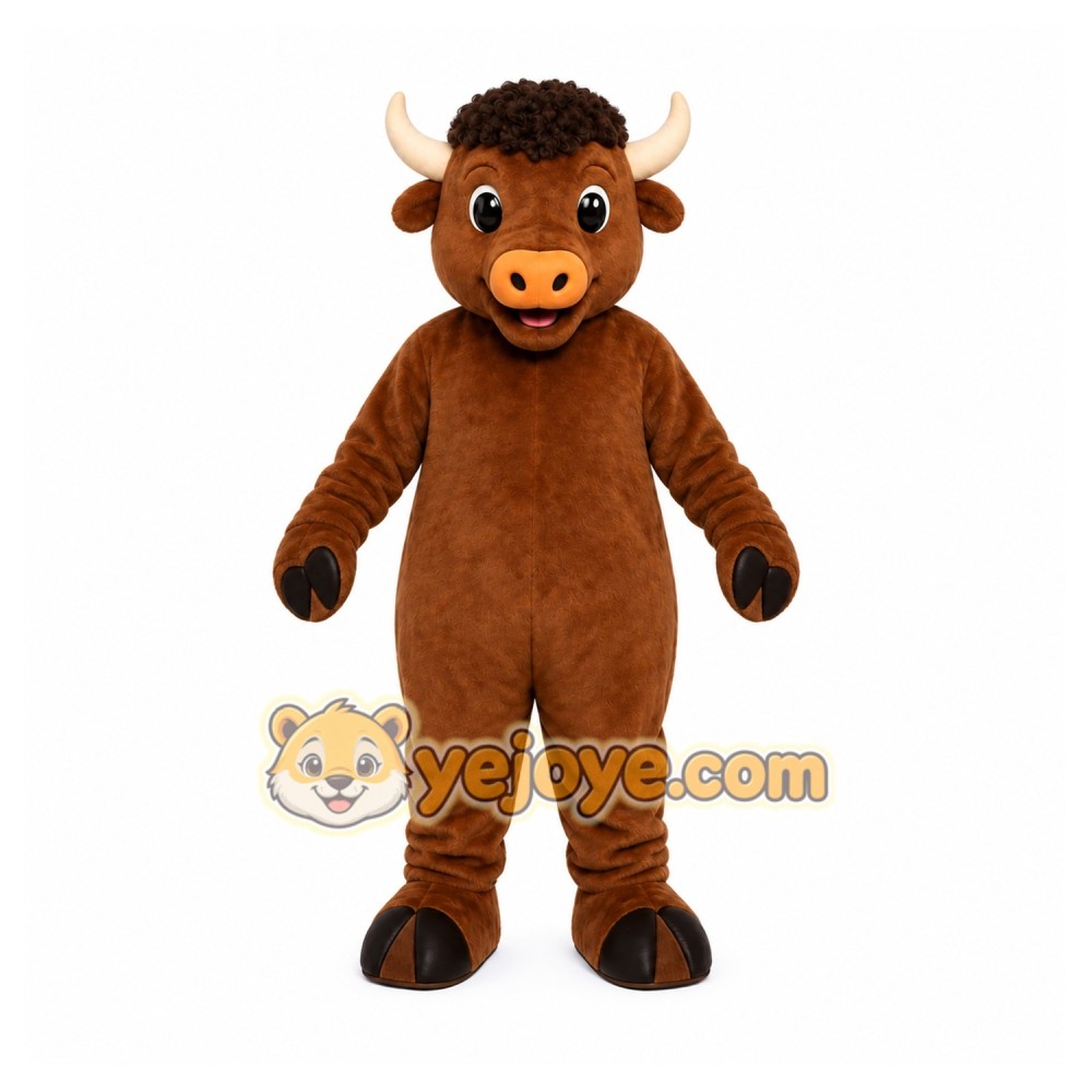 Brown Bull Mascot Costume with Custom Logo Brown Bull Mascot Costume with Custom Logo