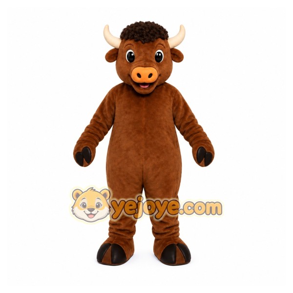 Brown Bull Mascot Costume with Custom Logo Brown Bull Mascot Costume with Custom Logo