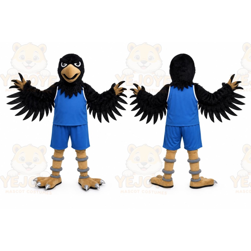 Black Bird Mascot Costume with Custom Logo