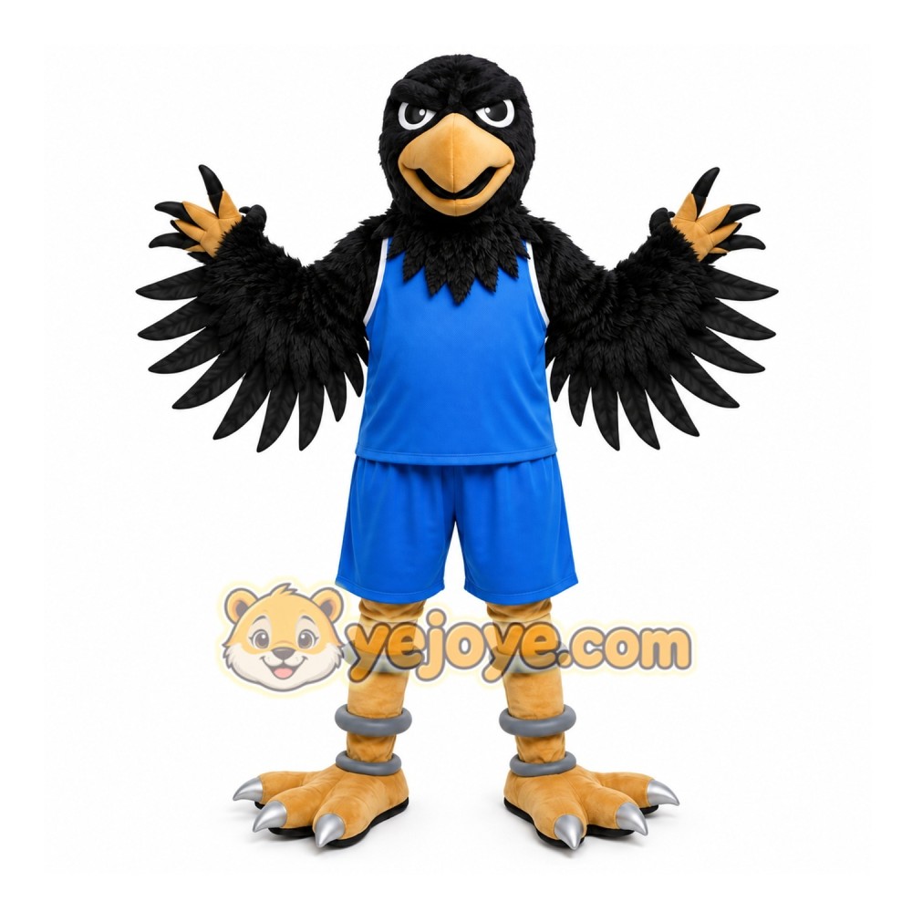 Black Bird Mascot Costume with Custom Logo