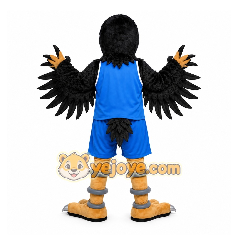 Black Bird Mascot Costume with Custom Logo