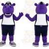Purple Hippo Mascot Costume with Custom Logo