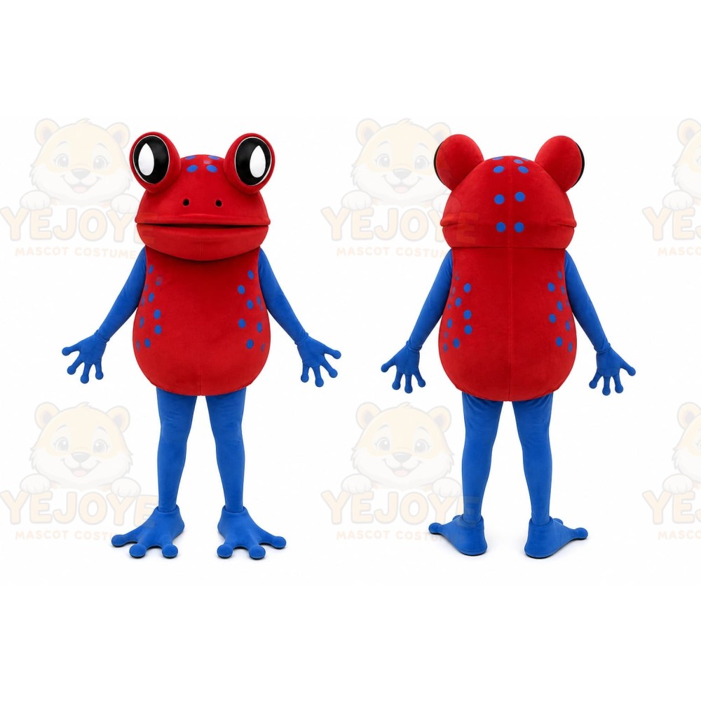 Red Frog Mascot Costume with Custom Logo