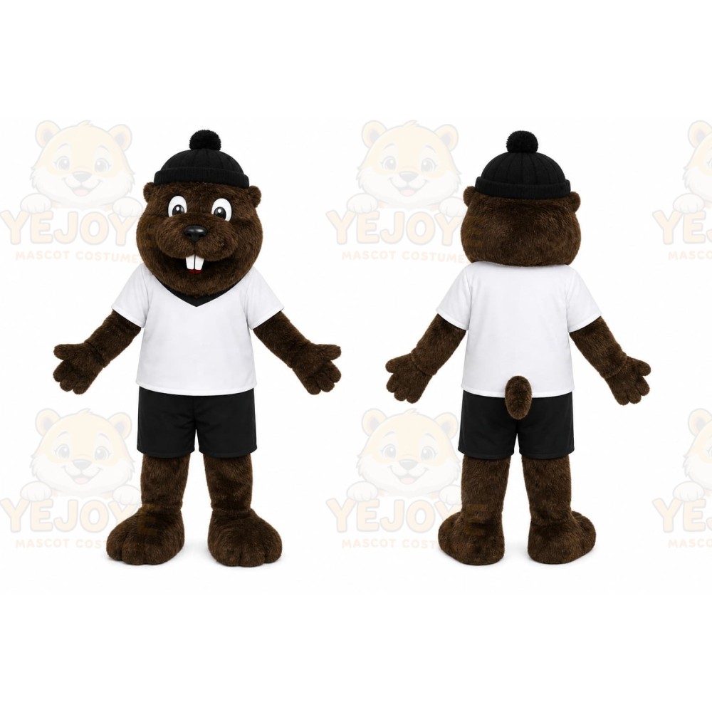 Brown Beaver Mascot Costume with Custom Logo