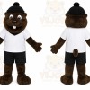 Brown Beaver Mascot Costume with Custom Logo
