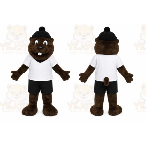 Brown Beaver Mascot Costume with Custom Logo