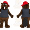 Brown Beaver Mascot Costume with Custom Logo