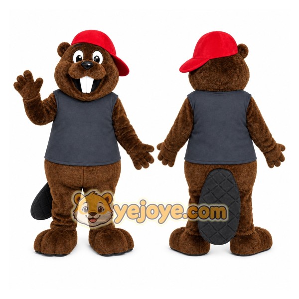 Brown Beaver Mascot Costume with Custom Logo