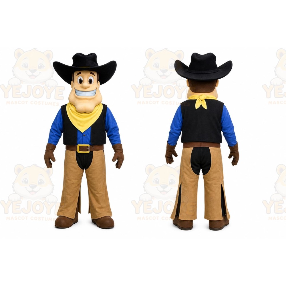 Brown Cowboy Mascot Costume with Custom Logo