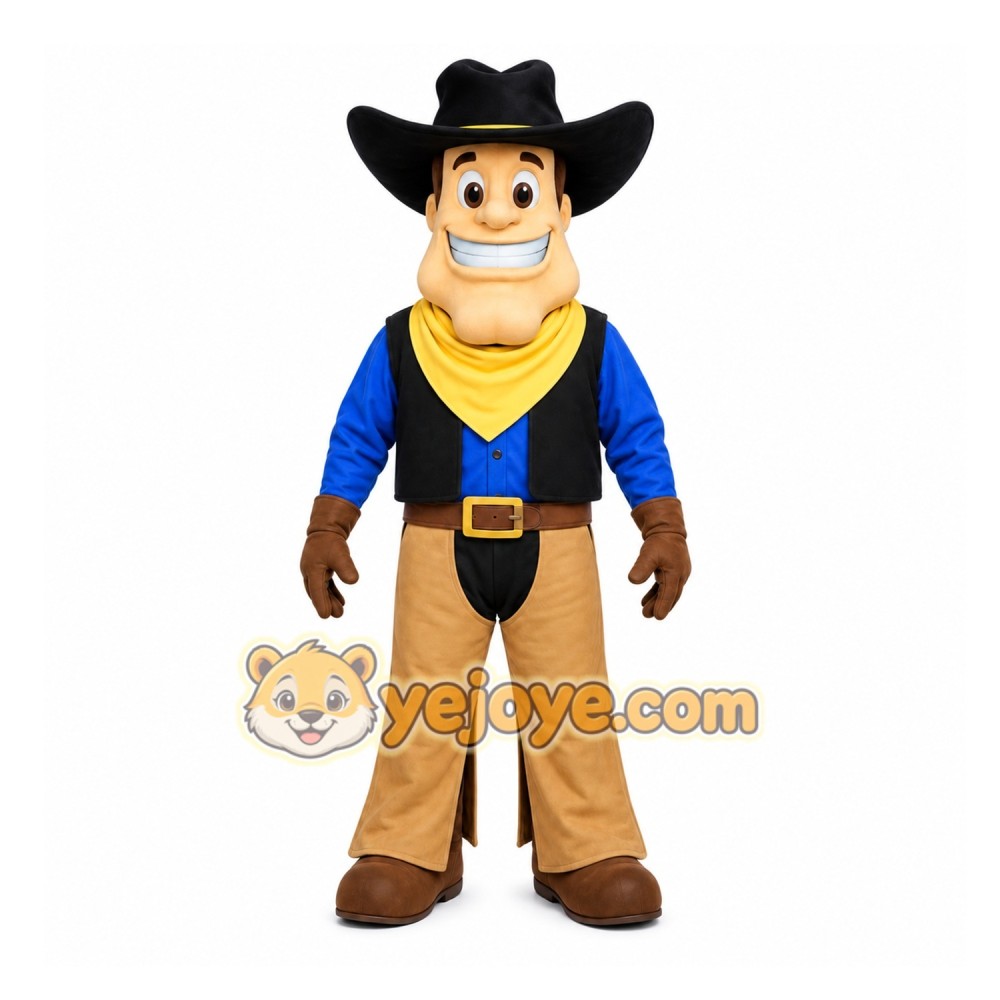 Brown Cowboy Mascot Costume with Custom Logo Brown Cowboy Mascot Costume with Custom Logo