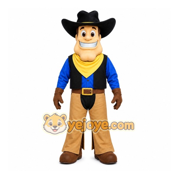 Brown Cowboy Mascot Costume with Custom Logo