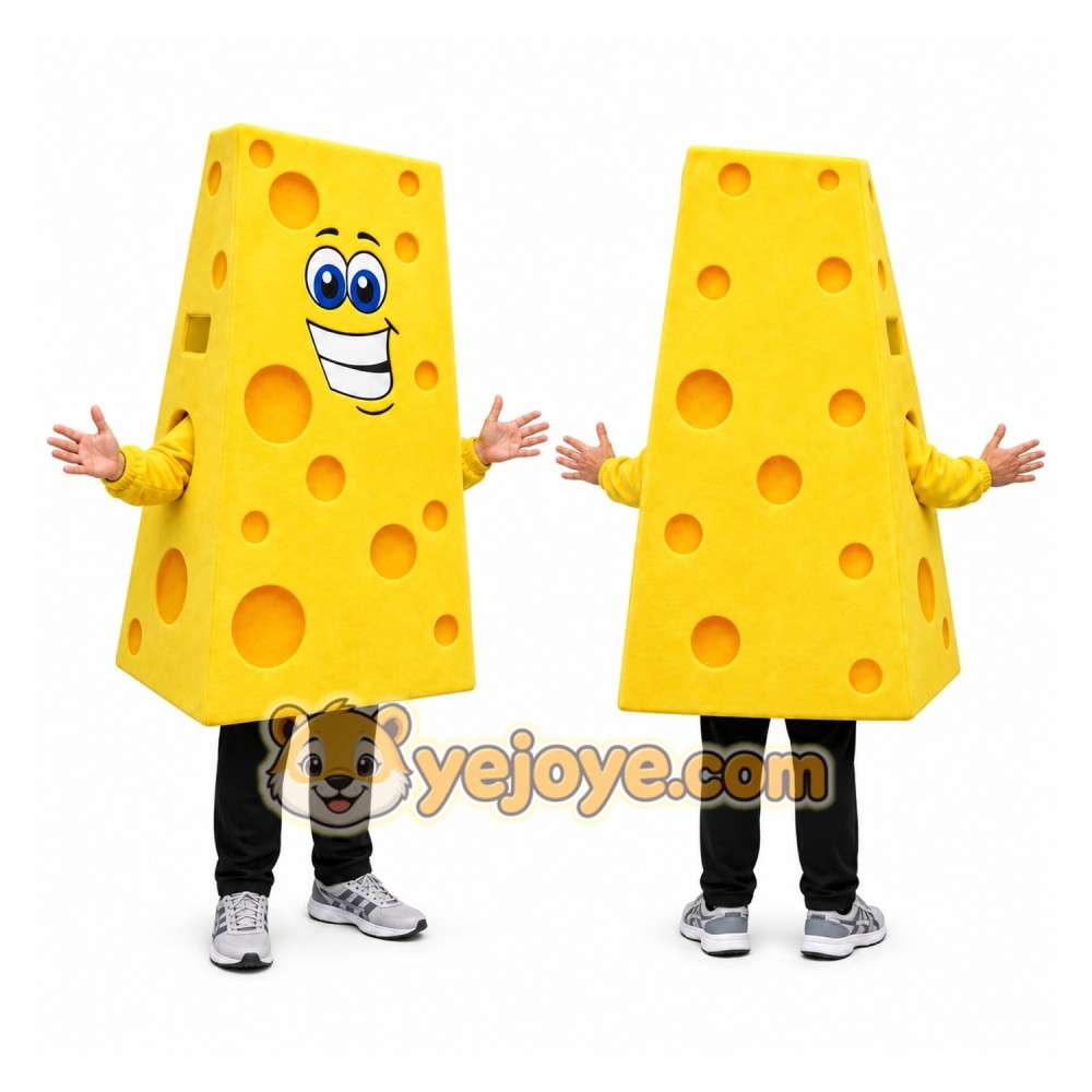 Yellow Cheese Mascot Costume with Custom Logo