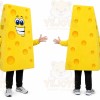 Yellow Cheese Mascot Costume with Custom Logo