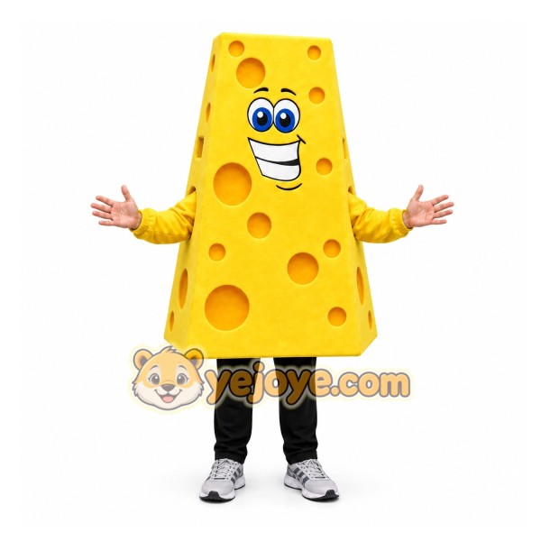 Yellow Cheese Mascot Costume with Custom Logo