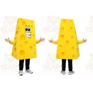Yellow Cheese Mascot Costume with Custom Logo