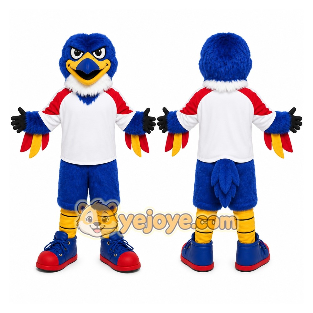 Blue Bird Mascot Costume with Custom Logo
