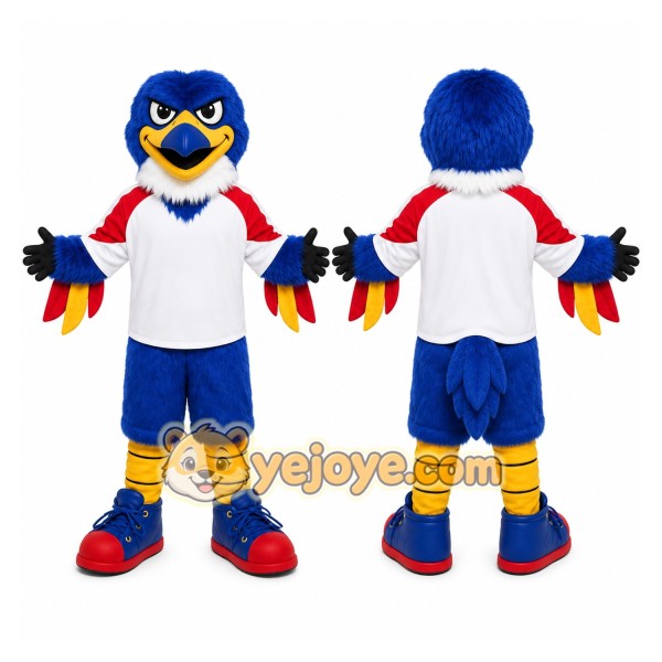 Blue Bird Mascot Costume with Custom Logo