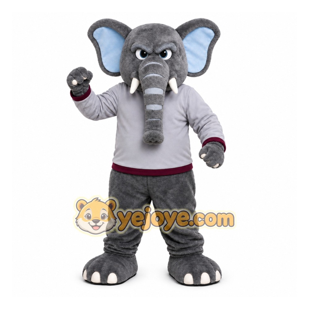 Gray Elephant Mascot Costume with Custom Logo Gray Elephant Mascot Costume with Custom Logo