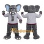 Gray Elephant Mascot Costume with Custom Logo