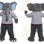 Gray Elephant Mascot Costume with Custom Logo