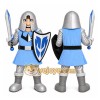 Blue Knight Mascot Costume with Custom Logo
