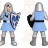 Blue Knight Mascot Costume with Custom Logo