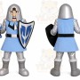 Blue Knight Mascot Costume with Custom Logo