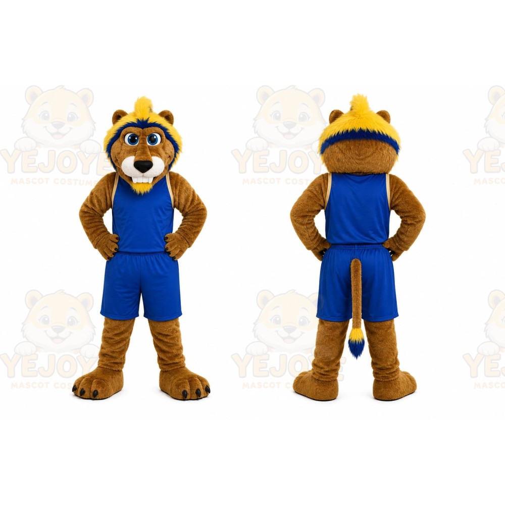 Brown Lion Mascot Costume with Custom Logo