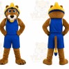 Brown Lion Mascot Costume with Custom Logo