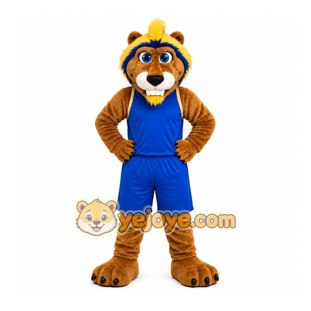 Brown Lion Mascot Costume with Custom Logo Brown Lion Mascot Costume with Custom Logo