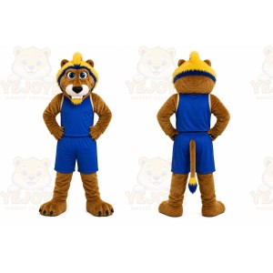 Brown Lion Mascot Costume with Custom Logo