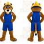 Brown Lion Mascot Costume with Custom Logo