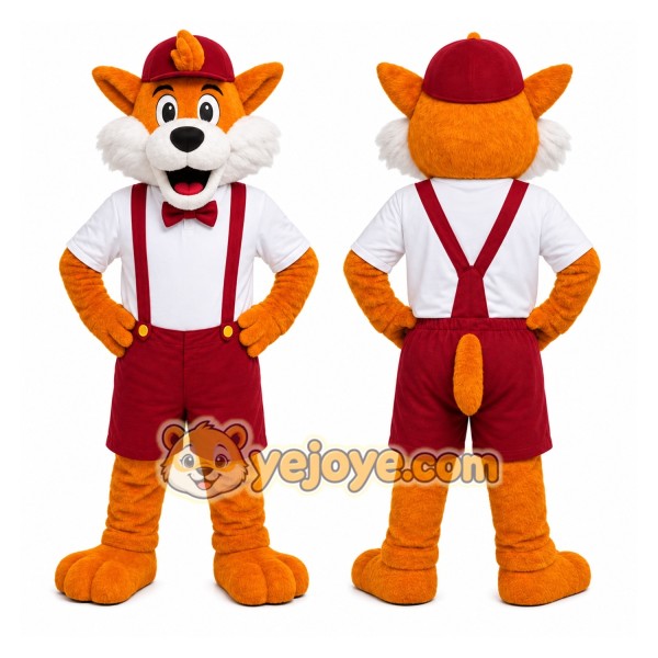 Orange Fox Mascot Costume with Custom Logo