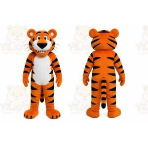 Orange Tiger Mascot Costume with Custom Logo