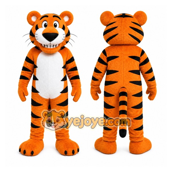 Orange Tiger Mascot Costume with Custom Logo