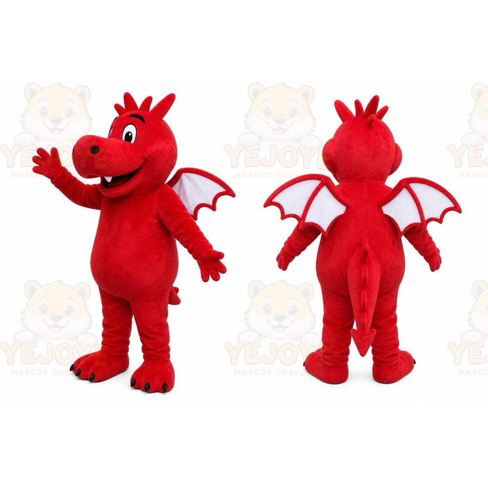 Red Dragon Mascot Costume with Custom Logo