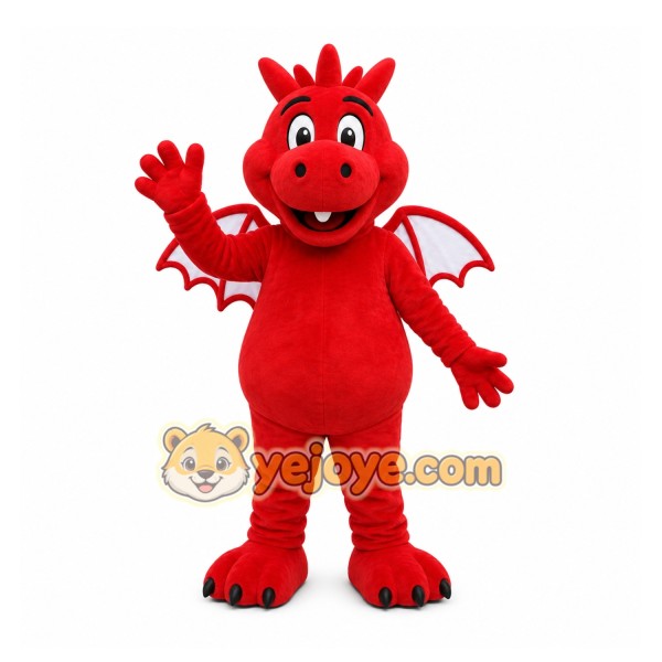 Red Dragon Mascot Costume with Custom Logo Red Dragon Mascot Costume with Custom Logo