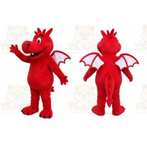Red Dragon Mascot Costume with Custom Logo