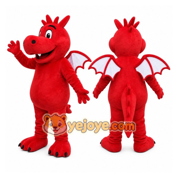 Red Dragon Mascot Costume with Custom Logo
