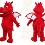 Red Dragon Mascot Costume with Custom Logo
