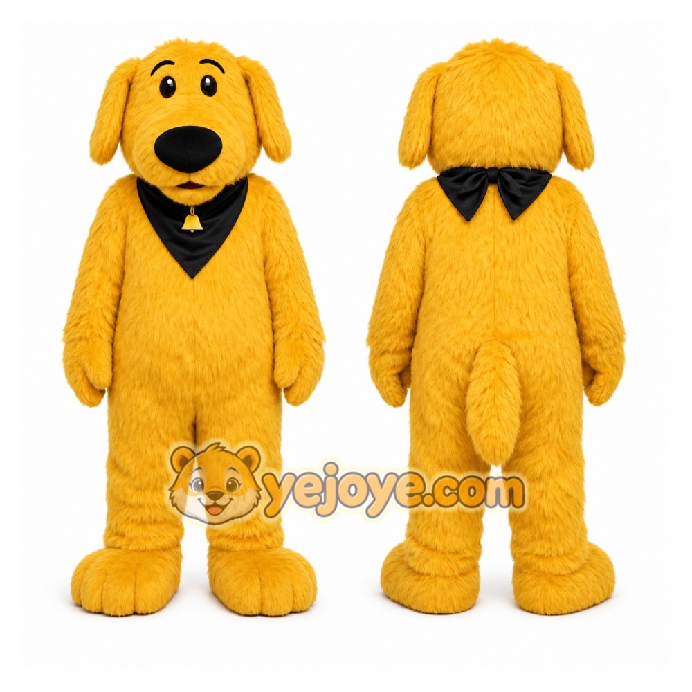 Yellow Dog Mascot Costume with Custom Logo Yellow Dog Mascot Costume with Custom Logo
