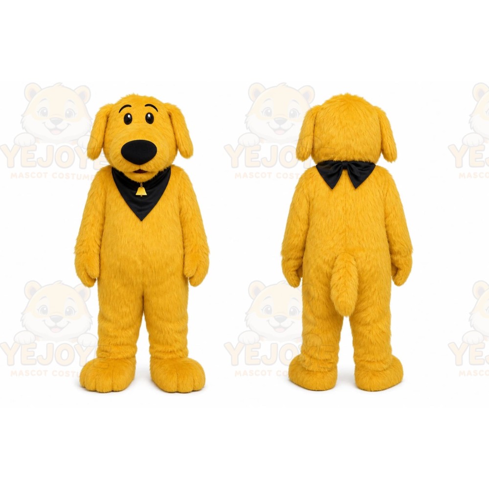 Yellow Dog Mascot Costume with Custom Logo