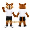 Brown Fox Mascot Costume with Custom Logo Brown Fox Mascot Costume with Custom Logo