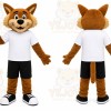 Brown Fox Mascot Costume with Custom Logo