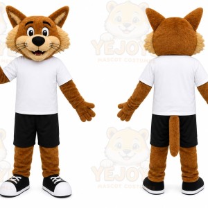 Brown Fox Mascot Costume with Custom Logo