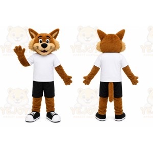 Brown Fox Mascot Costume with Custom Logo