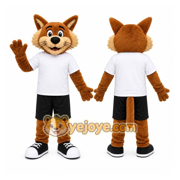 Brown Fox Mascot Costume with Custom Logo