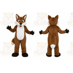 Brown Fox Mascot Costume with Custom Logo